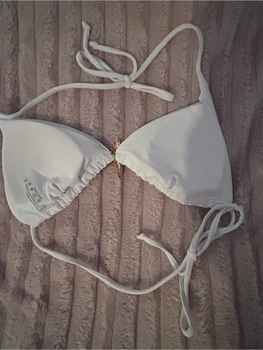 SHEIN White Triangle Bikini Set with Gold Star Accent - Picture 3 of 5